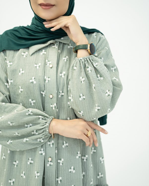 مانتو گل گچی سبز - تصویر 2